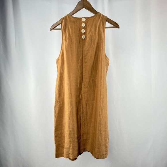 NWT J. Crew Linen Button Back Sleeveless Shift Dress in Brown Size Small‎ - Picture 3 of 7